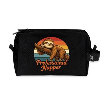 Professional Napper Sloth Shirt Funny Lazy - Recycelte Kulturtasche - Schwarz - Vorne