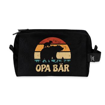 Grandpa Bear - Mother's Day - Vintage Gift - Recycled Toiletry Zip Bag - black - Front