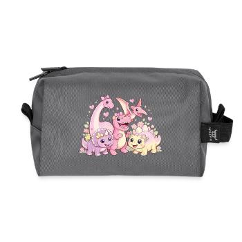 Cute Girl Dino Troop - Recycled Toiletry Zip Bag - anthracite - Front