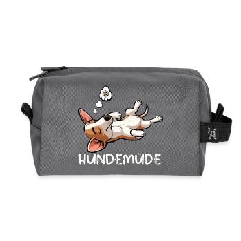 Hundemüde Podenco Podencos Podencoliebhaber  - Recycelte Kulturtasche - Anthrazit - Vorne