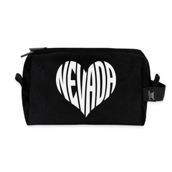 Nevada Heart Typography - Recycled Toiletry Zip Bag - black - Front