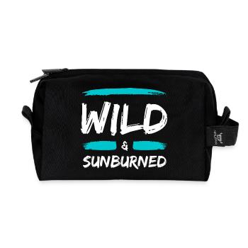Wild & Sunburned Brush Text - Recycled Toiletry Zip Bag - black - Front