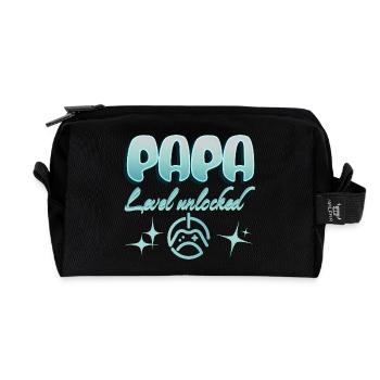 Papa Gamer Level unlocked - Recycled Toiletry Zip Bag - black - Front