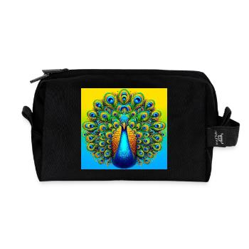 Pfau - Recycelte Kulturtasche - Schwarz - Vorne