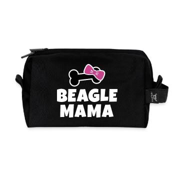 Beagle Mama Schleife - Recycelte Kulturtasche - Schwarz - Vorne