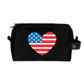 Drapeau des États-Unis en forme de cœur - Trousse de toilette en tissu recyclé - noir - Devant