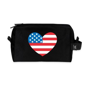 Drapeau des États-Unis en forme de cœur - Trousse de toilette en tissu recyclé - noir - Devant