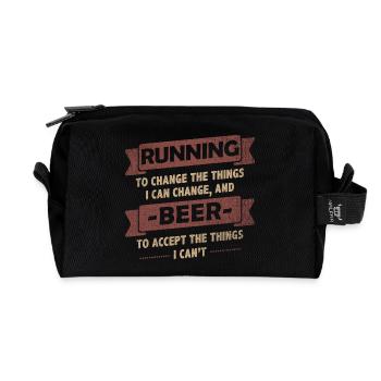 Funny Quotes> Running + Beer - Recycled Toiletry Zip Bag - black - Front