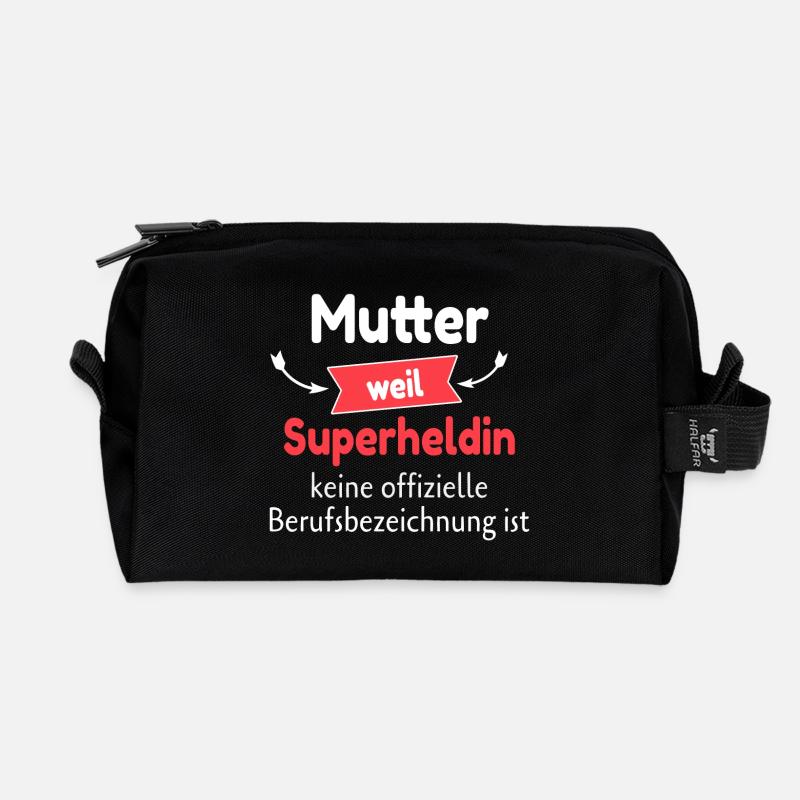 Die Superhelden Mutter - Recycelte Kulturtasche - Schwarz