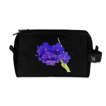 flowers lilies tulips orchids sunflower dahlia ger - Recycled Toiletry Zip Bag - black - Front