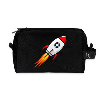 navette spatiale fusée fusée ufo lune vaisseau spatial - Trousse de toilette en tissu recyclé - noir - Devant