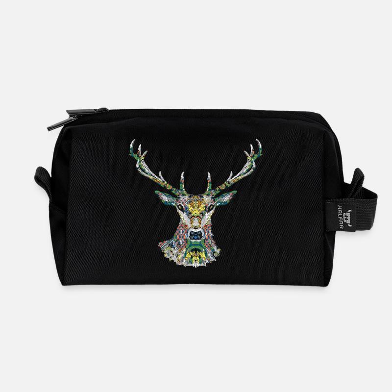 Hirsch - Recycelte Kulturtasche - Schwarz