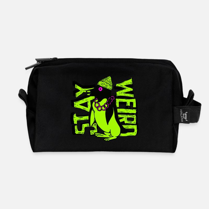 Stay Weird Gangster Pinguin - Recycelte Kulturtasche - Schwarz