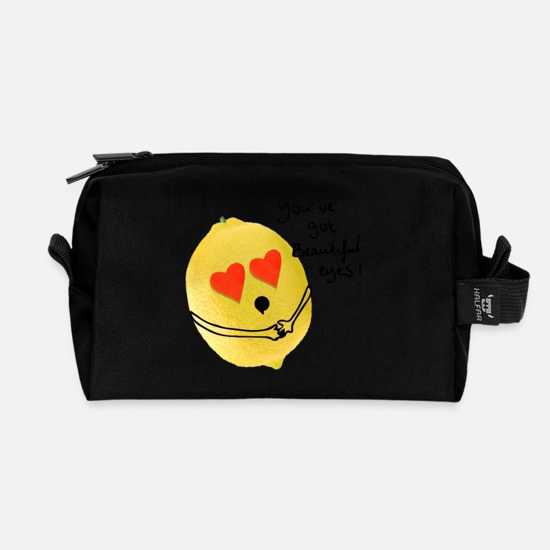 Zitrone liebt deine Augen - Recycelte Kulturtasche - Schwarz