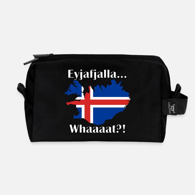 Eyjafjalla...What - Recycelte Kulturtasche - Schwarz