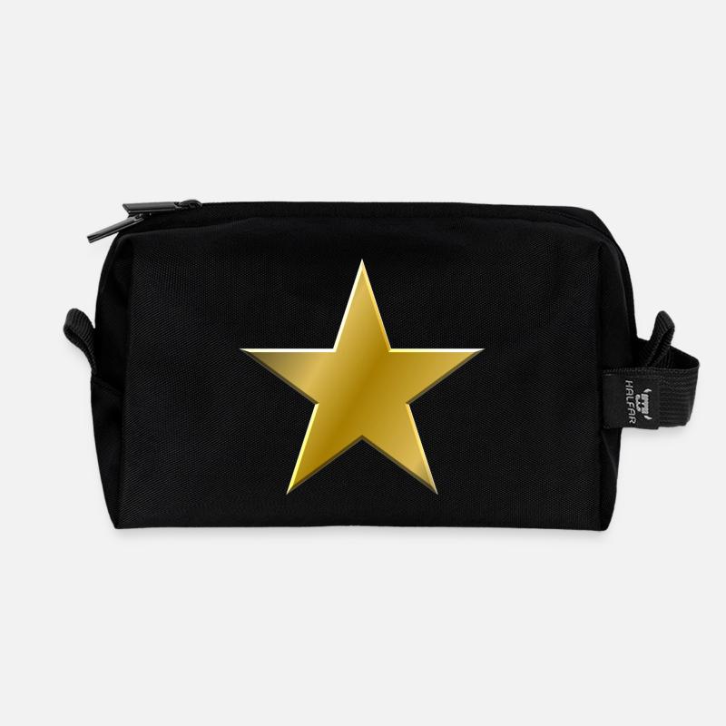Goldener Stern Glanz - Recycelte Kulturtasche - Schwarz