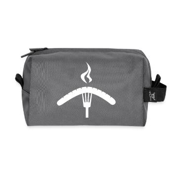 Grilled sausage with flame – BBQ motif - Recycled Toiletry Zip Bag - anthracite - Front