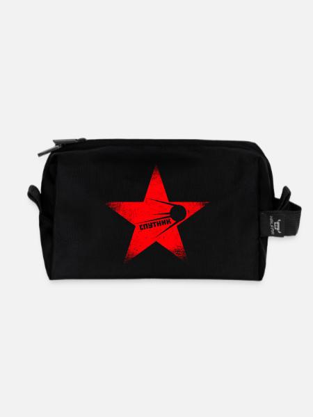 Roter Stern - Sputnik - Recycelte Kulturtasche - Schwarz