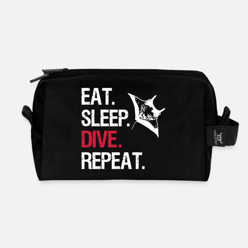 Eat Sleep Dive Repeat - Manta Ray - Vector Design - Recycelte Kulturtasche - Schwarz