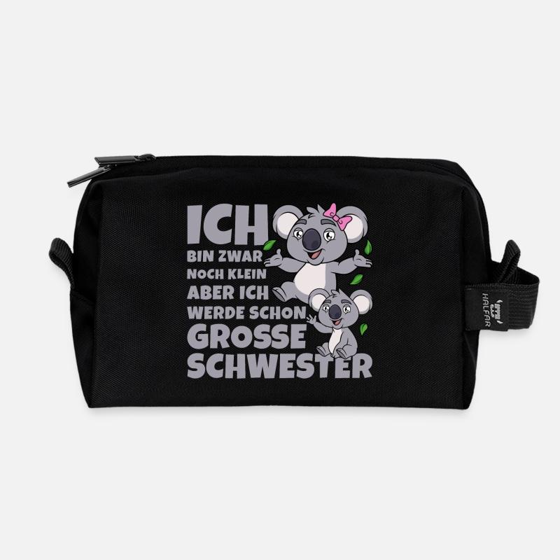 Große Schwester Koala Koalas Geschwister Mädchen - Recycelte Kulturtasche - Schwarz