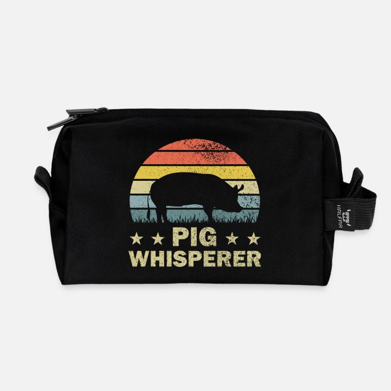 Schwein Schweine - Recycelte Kulturtasche - Schwarz