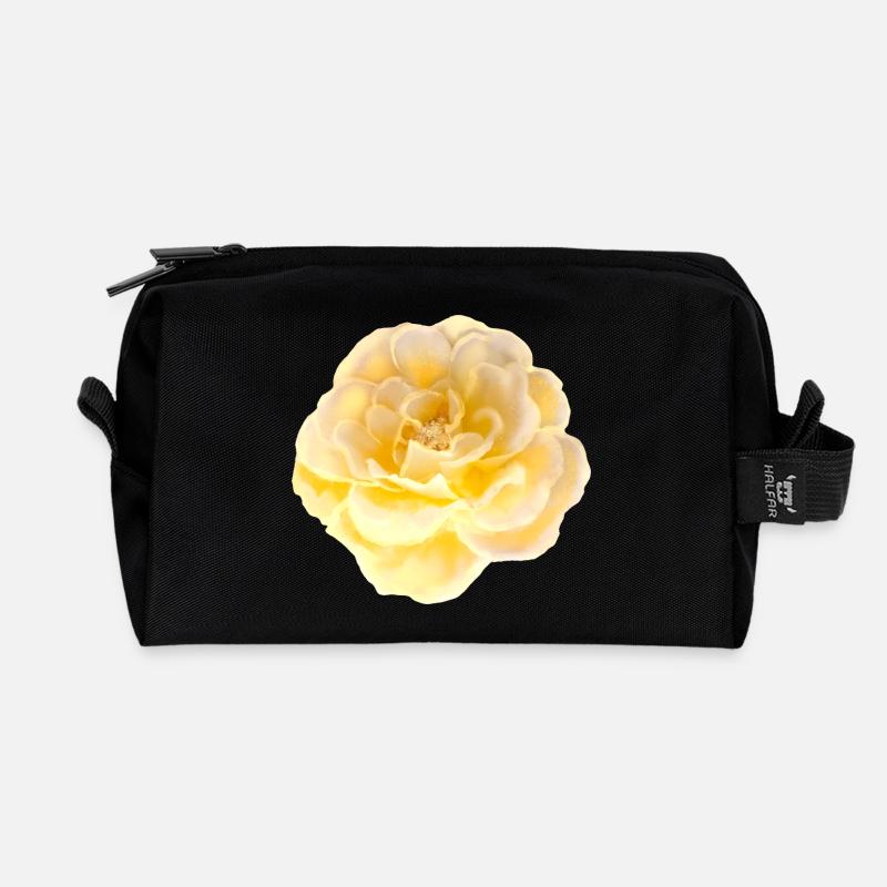 Rose Flower - Recycled Toiletry Zip Bag - black