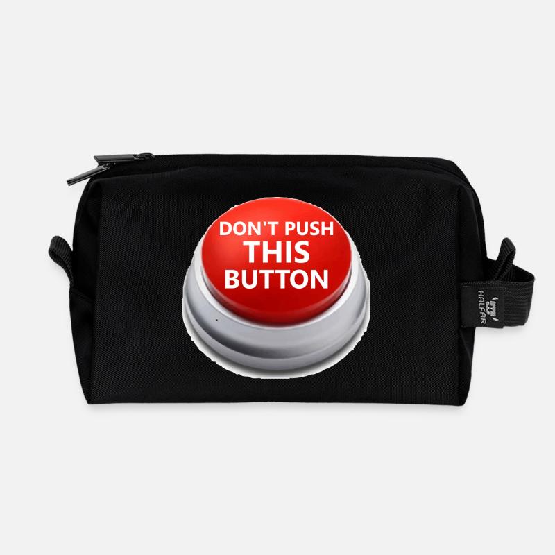 Don´t push this button - Recycelte Kulturtasche - Schwarz