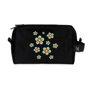 Flower Light Blue Blue Flower Flowers Blue Red Hippie - Recycled Toiletry Zip Bag - black - Front
