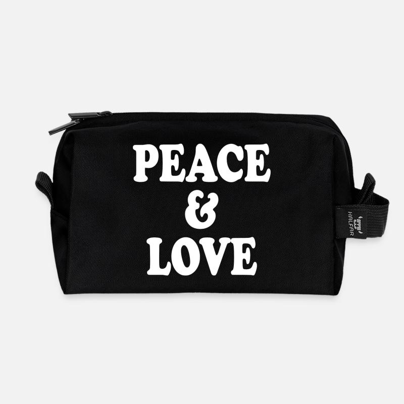 Peace and love - Recycelte Kulturtasche - Schwarz