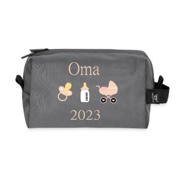 Oma 2023 Geburt Mädchen Vorlage personalisierbar - Recycelte Kulturtasche - Anthrazit - Vorne