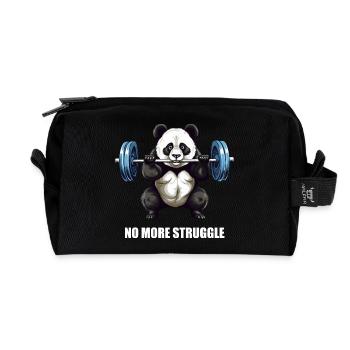 Panda Bodybuilding Weightlifter No More Struggle - Recycled Toiletry Zip Bag - black - Front