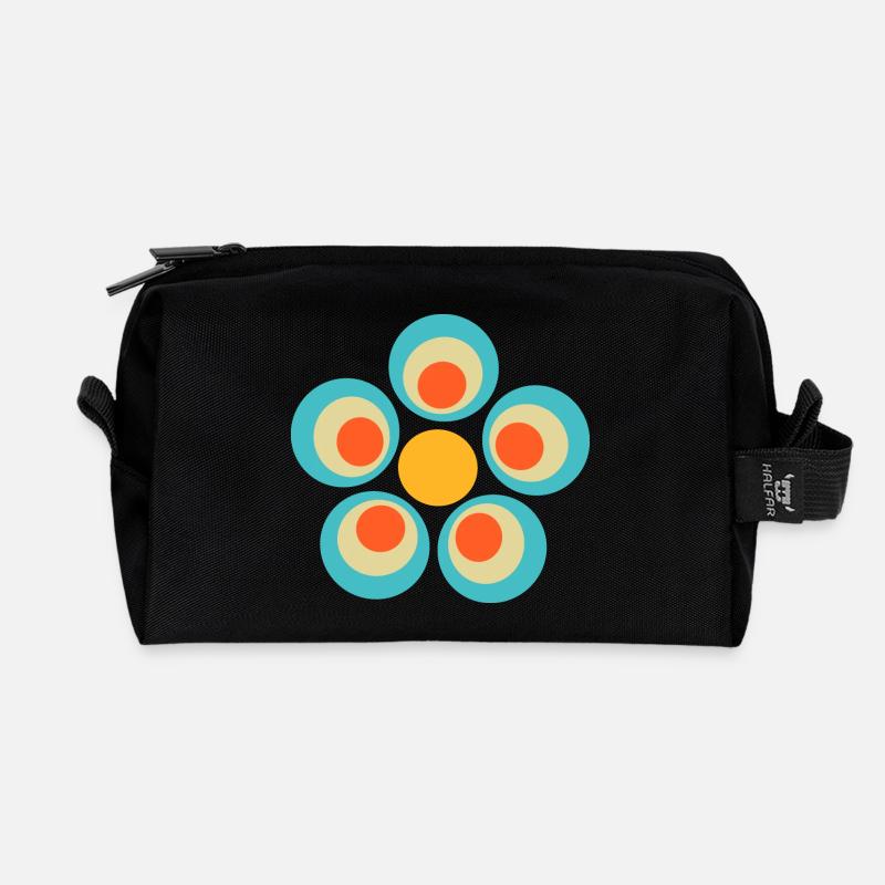 Blume hellblau blaue Blume Blumen blau rot Hippie - Recycelte Kulturtasche - Schwarz