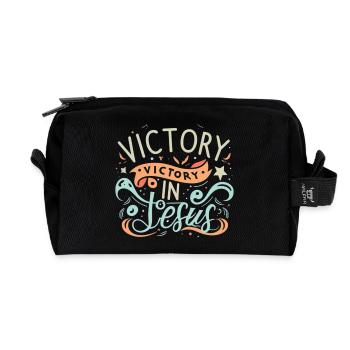 Victory in Jesus – Colorful Design - Recycled Toiletry Zip Bag - black - Front