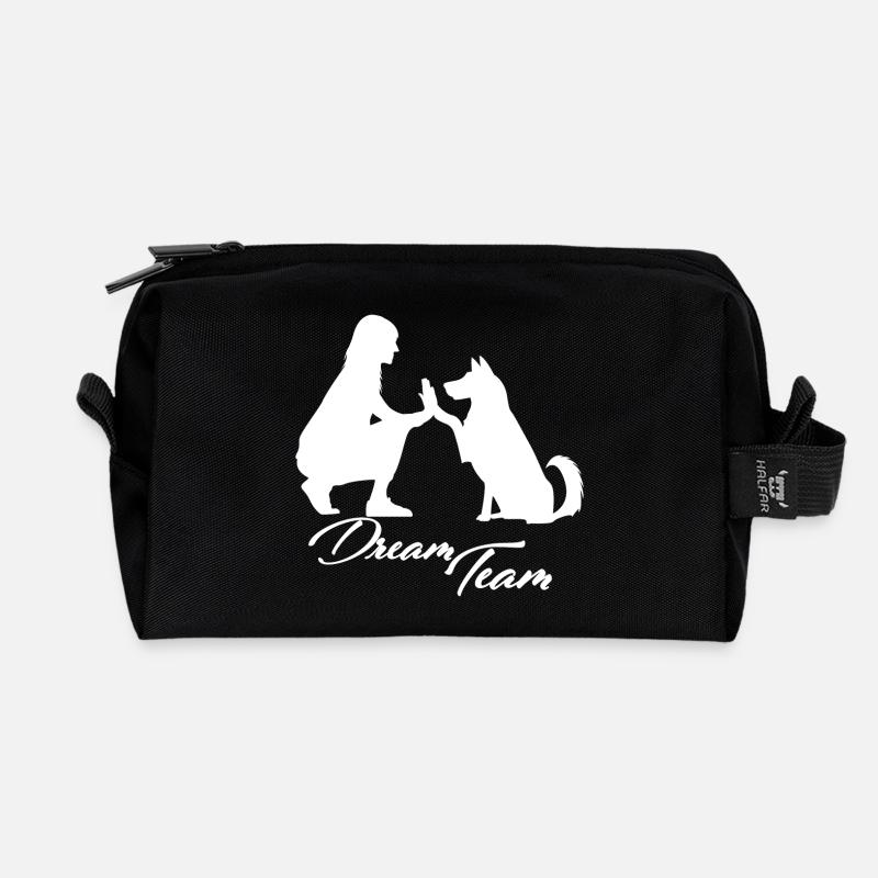 Dream Team Hund weiß - Recycelte Kulturtasche - Schwarz