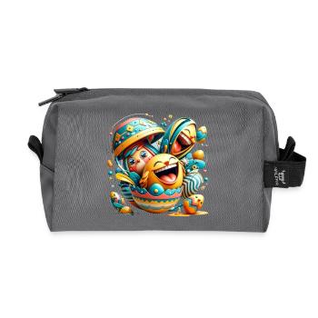 Easter graphic design in Mixed Dimensions style - Recycled Toiletry Zip Bag - anthracite - Front