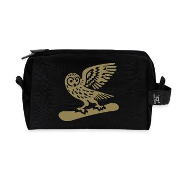 Eule Snowboard Snowboarder Minimalistisches Design - Recycelte Kulturtasche - Schwarz - Vorne