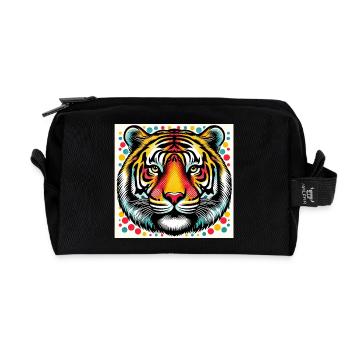 Tiger Pop Art - Recycelte Kulturtasche - Schwarz - Vorne