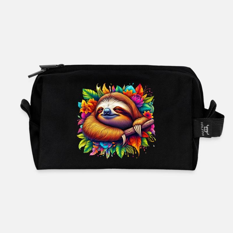 Faultier - Recycelte Kulturtasche - Schwarz
