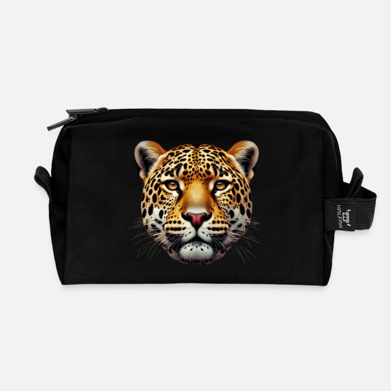 Leopard - Recycelte Kulturtasche - Schwarz