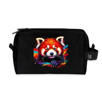 Red panda - Recycled Toiletry Zip Bag - black - Front