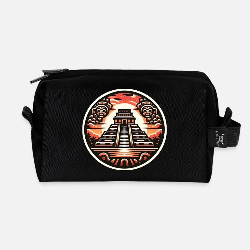 Maya Temple - Recycelte Kulturtasche - Schwarz