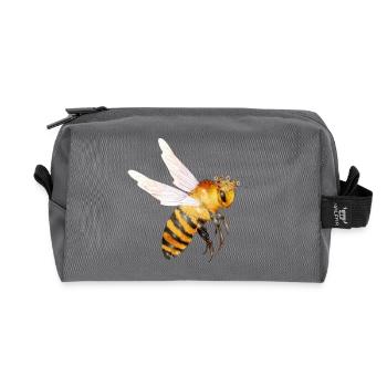 fliegende Bienenkönigin von Hand gezeichnet - Recycelte Kulturtasche - Anthrazit - Vorne