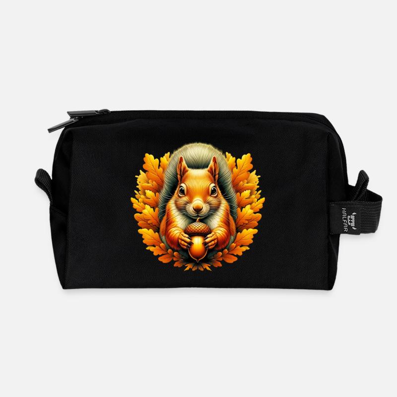 Eichhörnchen - Recycelte Kulturtasche - Schwarz