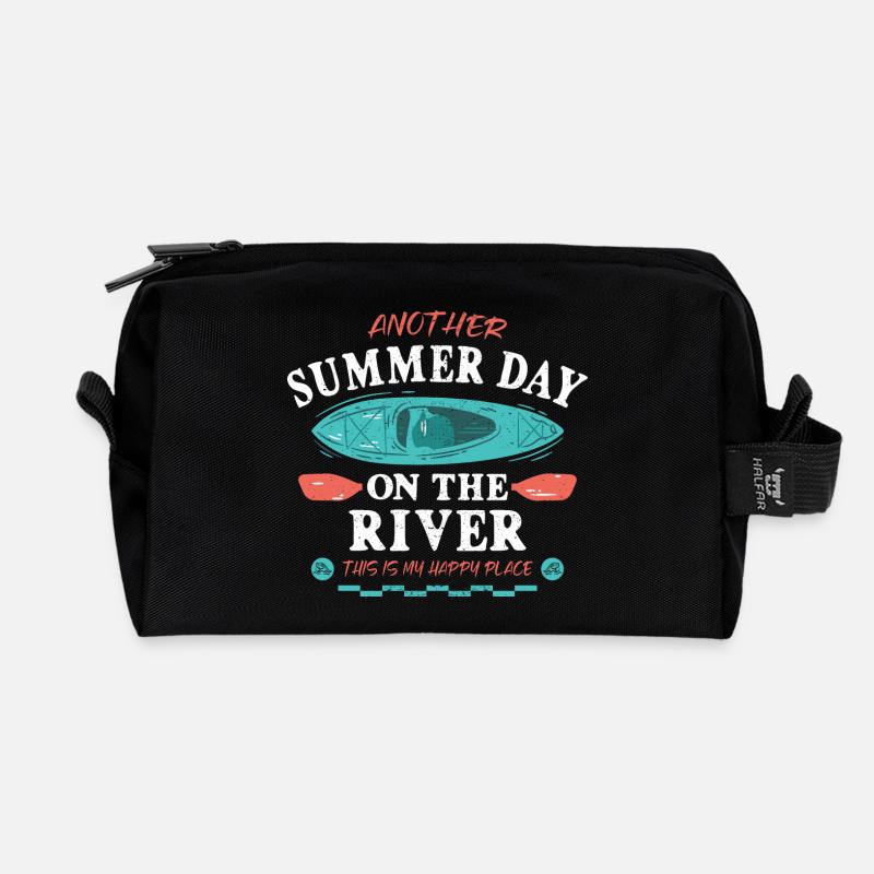 Another summer day on the river - Recycled Toiletry Zip Bag - black
