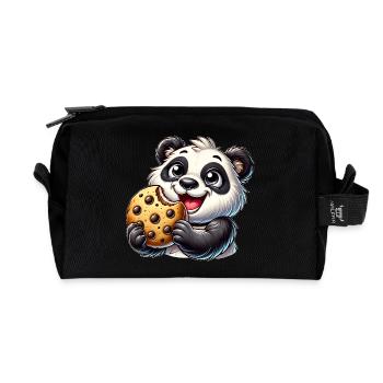 Panda Keks Nachtisch süße Kekse - Recycelte Kulturtasche - Schwarz - Vorne
