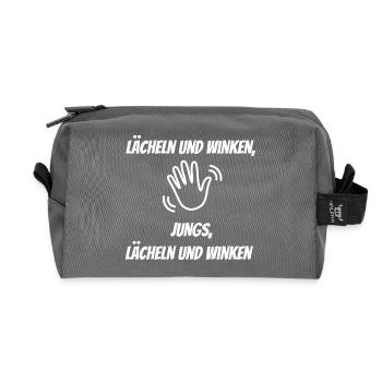 Lächeln und Winken – Jungs - Recycelte Kulturtasche - Anthrazit - Vorne