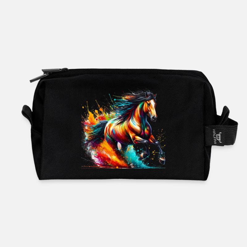 Pferd - Recycelte Kulturtasche - Schwarz