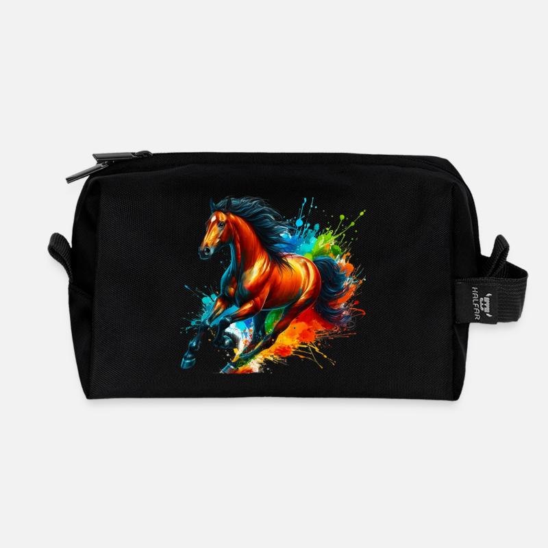 Pferd - Recycelte Kulturtasche - Schwarz