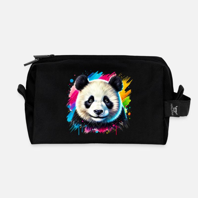 Panda - Recycelte Kulturtasche - Schwarz