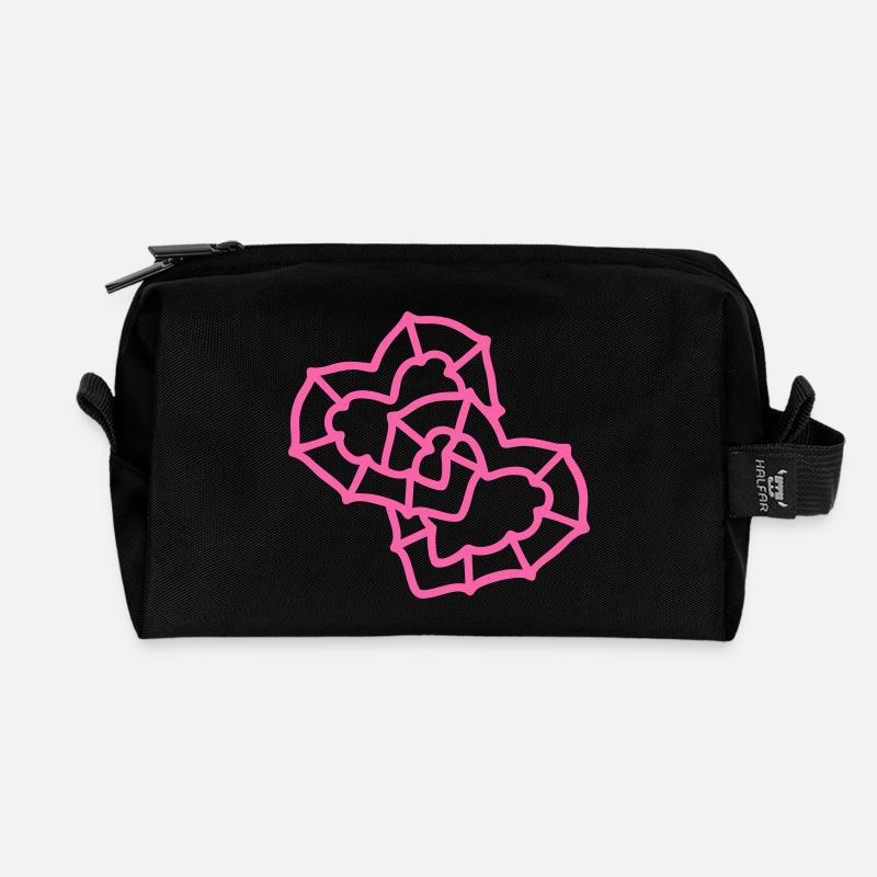 Hearts intertwined - Recycled Toiletry Zip Bag - black